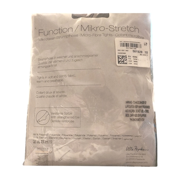 Ulla Popken Plus-size Black Micro-Fibre Tights with Reinforced Toes. Size22/24US - Picture 4 of 5